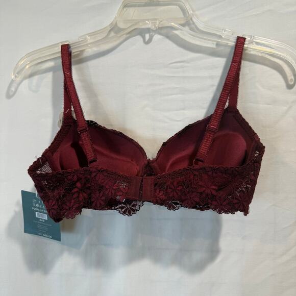 New! Women's Rene Rofe Wild Dream push- up lace bra 34B red underwire - Picture 2 of 6